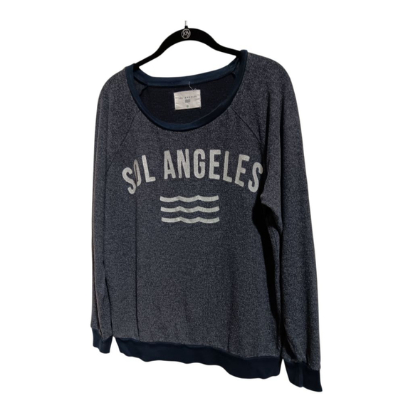Sol Angelous New Arc Logo Pullover Crewneck Knit Top Sweatshirt in Grey and Navy - Picture 4 of 10